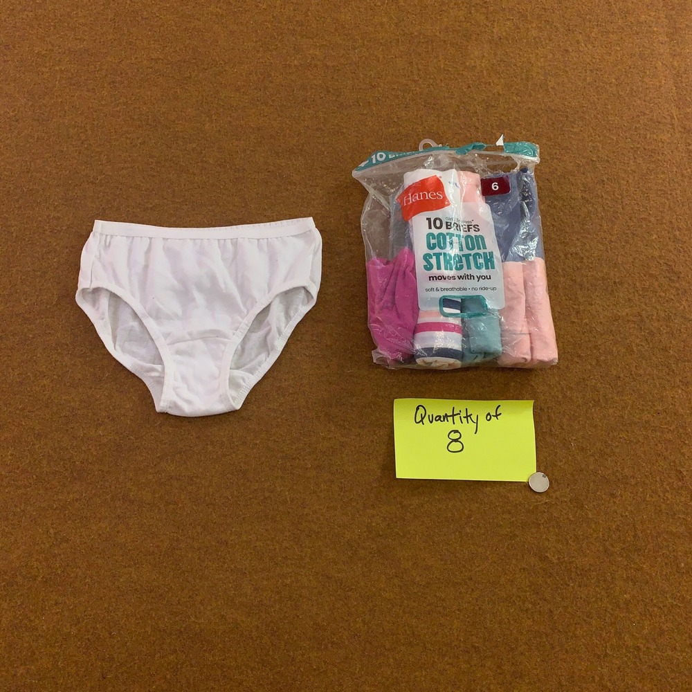 Hanes Girls Size 6 Multicolor Cotton Stretch Tagless Briefs Underwear 8 Pack New